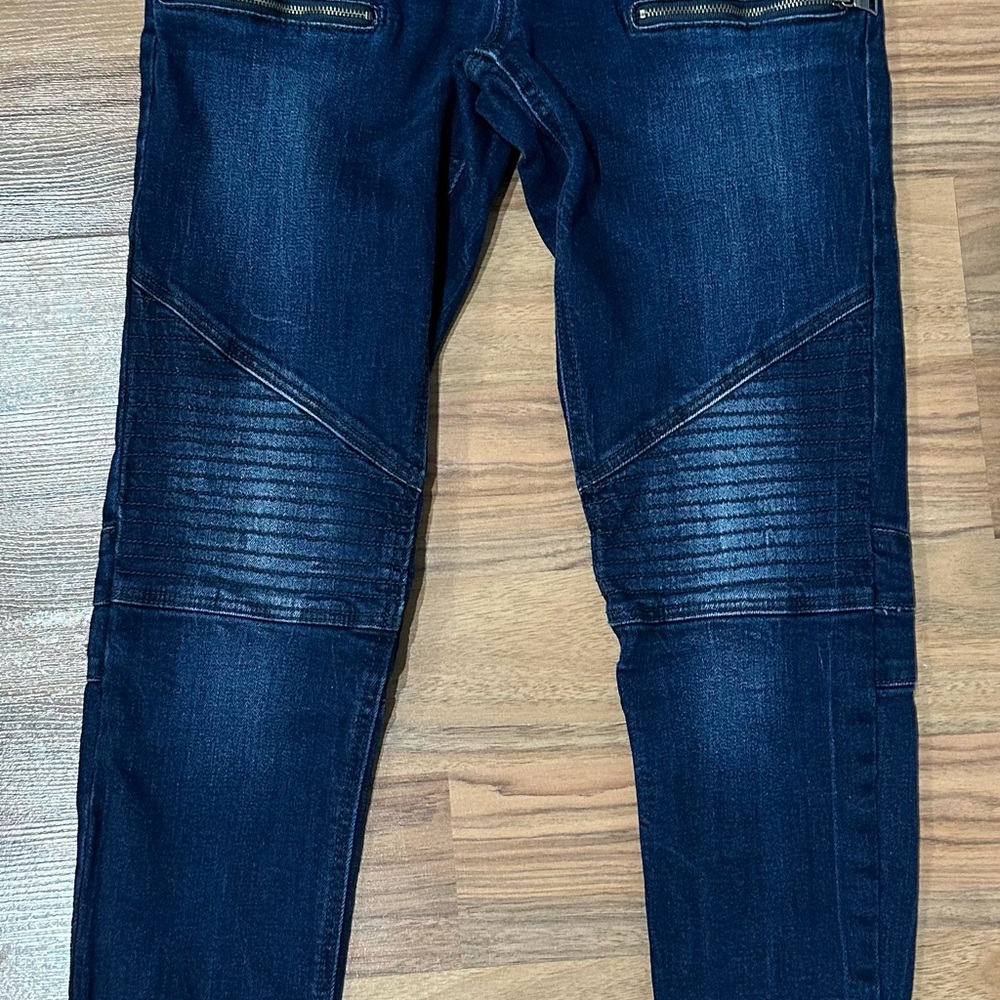 Zara Denim Z1975 Moto Dark Wash Stretch Skinny Jeans Women's 6
